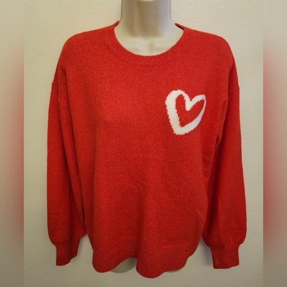 NWT Loft Crewneck Sweater with Heart Design - Picture 1 of 5
